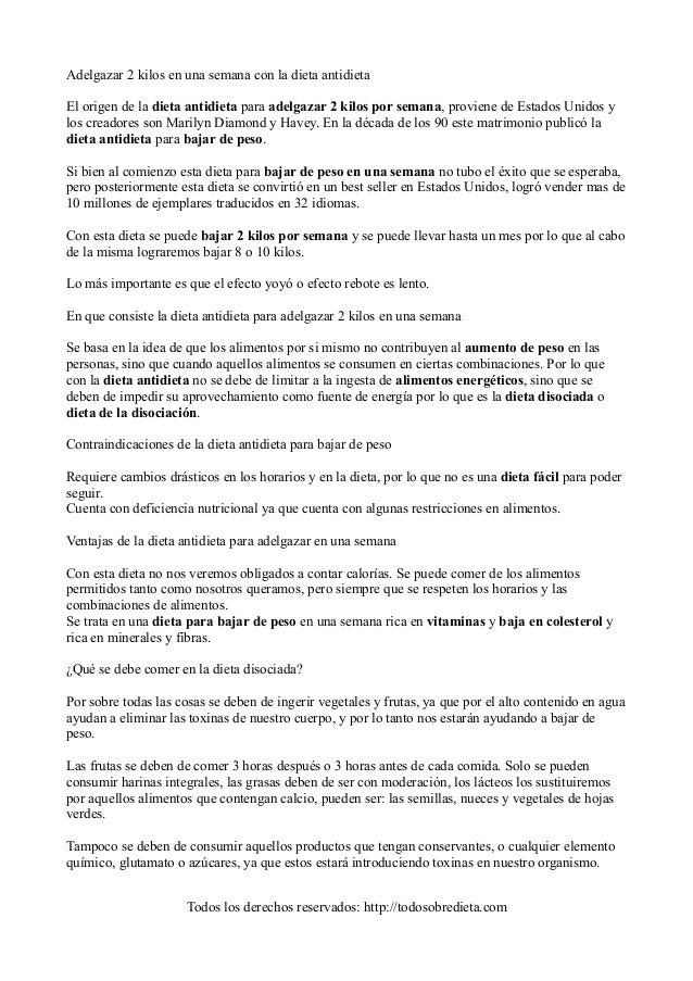 antidieta para descender de peso